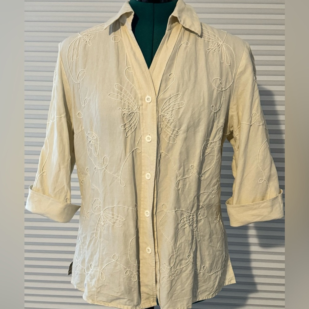 Carol Little. Button down blouse. Silk & Linen!